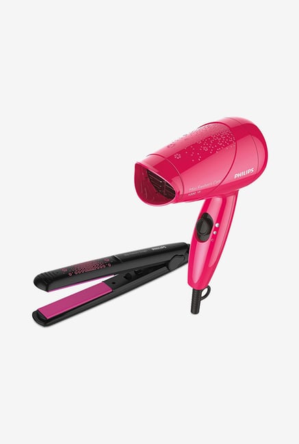 Philips HP8643/46 Styling Kit with Straightener and Dryer Combo (Pink)