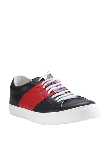 Franco Leone Men's Black & Red Sneakers