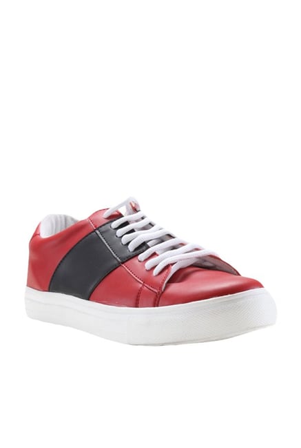 Franco Leone Men's Red & Black Sneakers