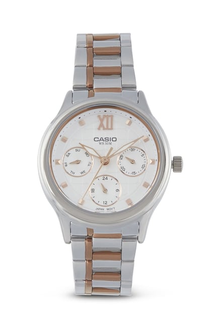 casio white analog watch