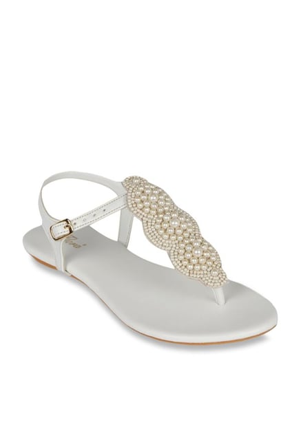 Flora White Ankle Strap Sandals