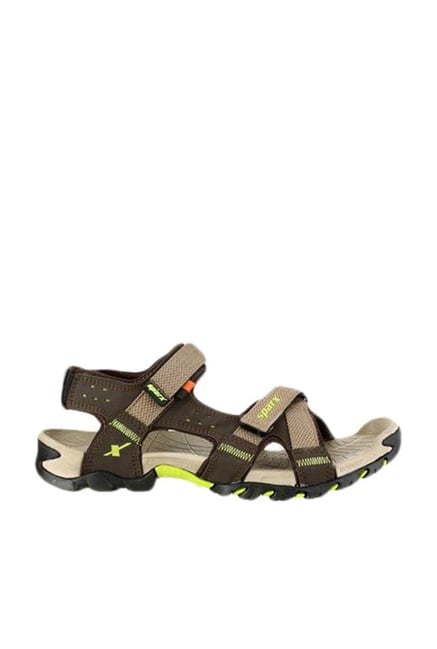 Buy Sparx Camel Fluorescent Green Floater Sandals for Men at