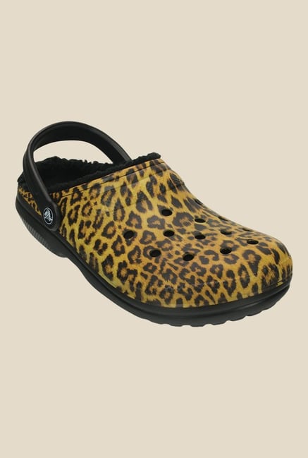Slippers Fuzzy Leopard Crocs Classic Lined Clog Lined Animal Print