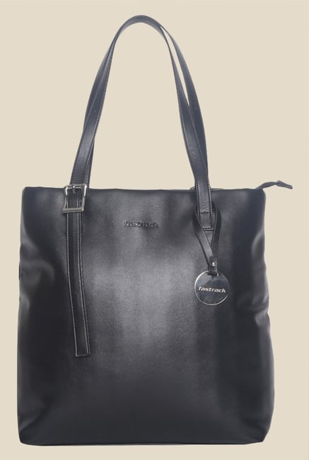 Fastrack Black Solid Tote Bag