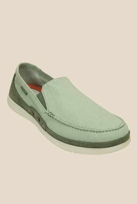 sage green crocs