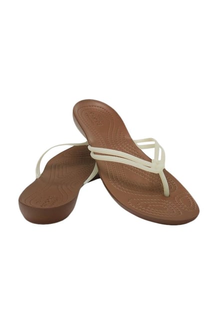 Crocs Isabella White Bronze Flip Flops