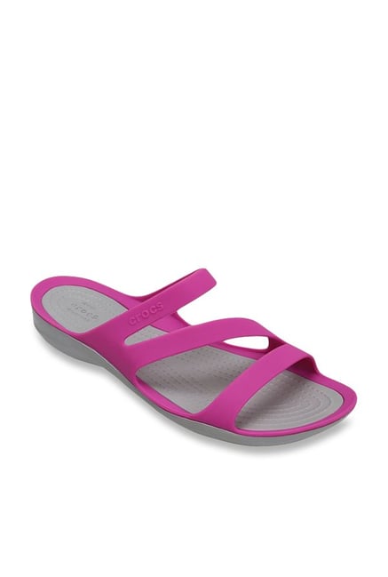 fuschia crocs