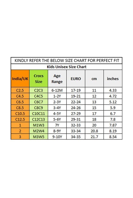 Shoe Size Chart Size 6c Crocs Crocs Kids Swiftwater Volt Green