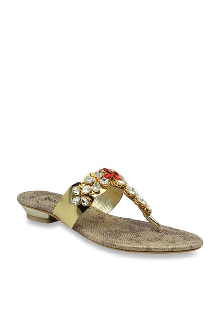 Inc.5 Golden T-Strap Sandals from Inc.5 