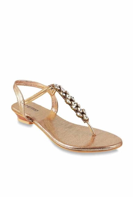 Buy online Golden Slip On Sandal from heels for Women by Marc Loire for  ₹1079 at 57% off | 2024 Limeroad.com