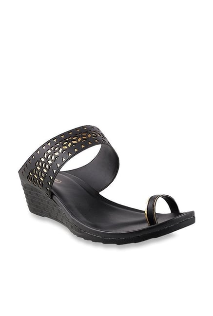 Buy Metro Black Toe Ring Wedges for Women at Best Price Tata CLiQ