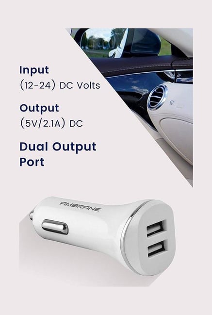 Buy Ambrane ACC-66 Dual Port Turbo Universal Car Charger