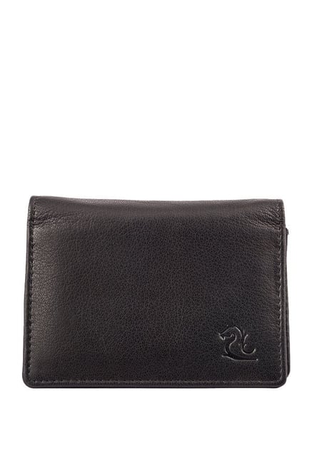 Kara Black Solid Leather Bi-Fold Wallet