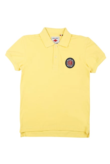 Gini & Jony Kids Yellow Solid Polo T-Shirt