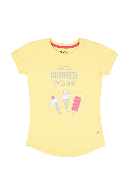 Buy Gini & Jony Palm Tree Yellow Printed Top for Girls Clothing Online ...