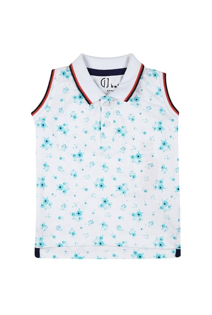 Gini & Jony Kids White Printed Polo T-Shirt