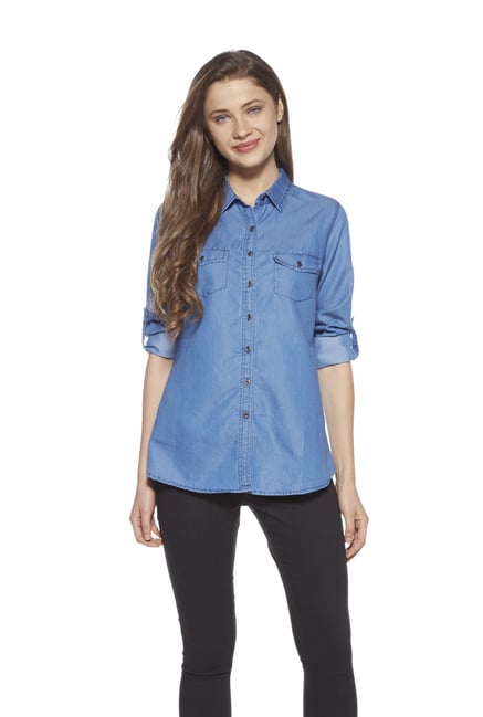 Buy Zudio Blue Denim Shirt for Women 