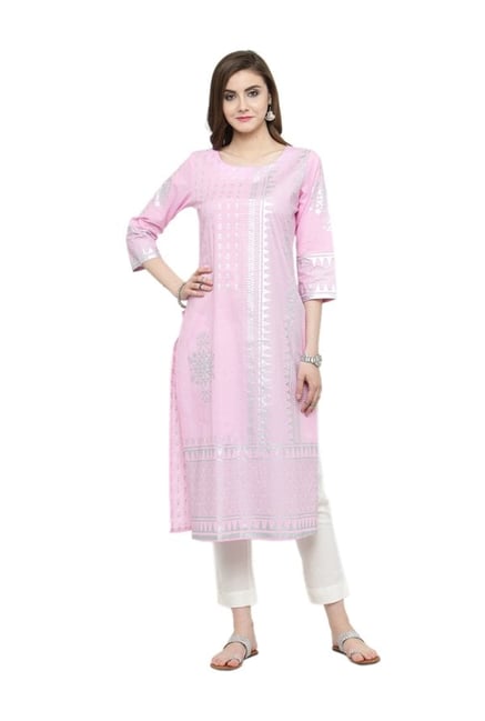 Varanga Pink Printed Cotton Kurta