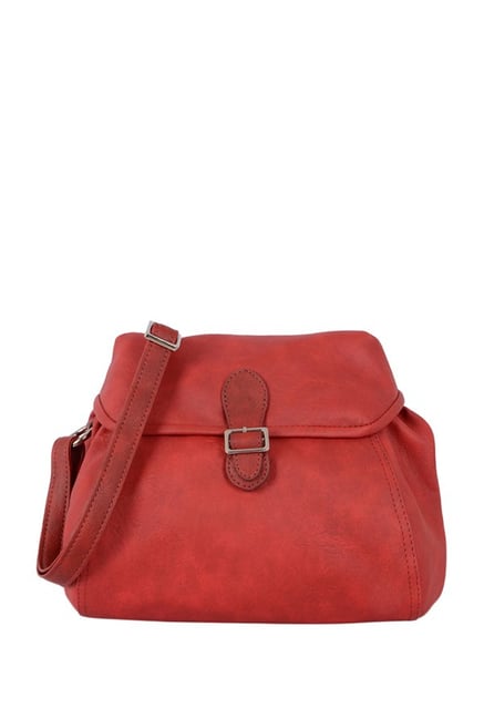 baggit red solid sling bag