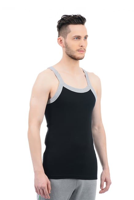Buy Hanes Black Square Neck Cotton Vest for Men Online @ Tata CLiQ