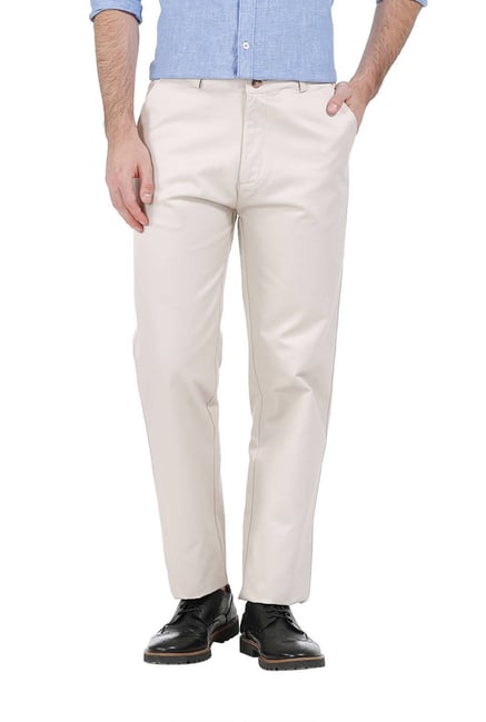Buy Basics Khaki Flat Front Trousers for Men Online  Tata CLiQ