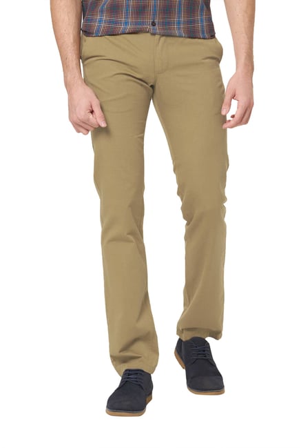 MEN NAVY BLUE 100% COTTON COMFORT TAPERED FIT LOW RISE TROUSERS