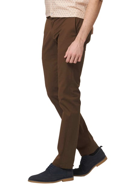 Buy Basics Dark Brown Low Rise Trousers for Men Online @ Tata CLiQ