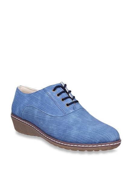 Buy Flora Denim Blue Oxford Wedges from top Brands at Best Prices