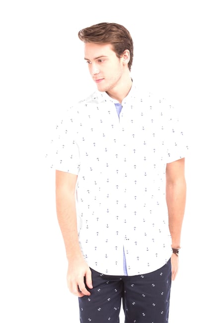 Nautica White Half Sleeves Shirt