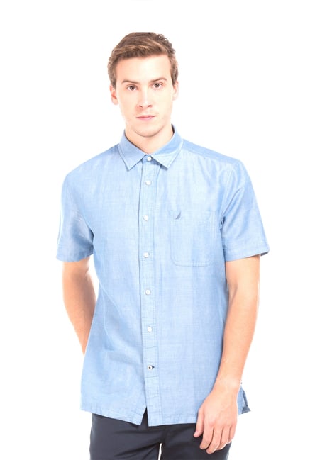 Nautica Blue Half Sleeves Shirt