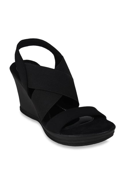 black sling back wedge