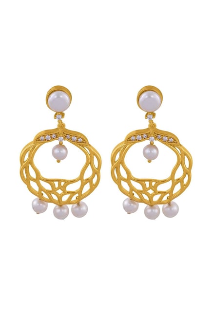 Chandrani Pearls Golden Alloy Dangler Earrings from Chandrani Pearls at ...