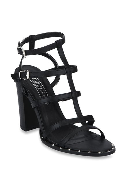 Truffle Collection mid block heel shoes in black - ShopStyle