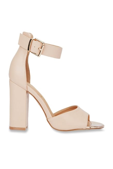 Nude ankle strap online block heels