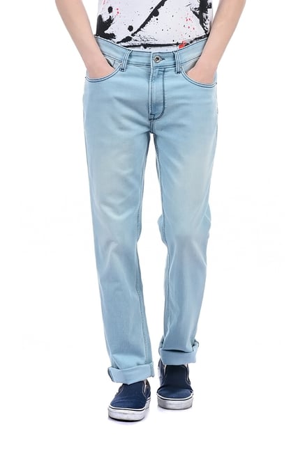 Buy Pepe Jeans Light Blue Comfort Fit Mid Rise Jeans from top