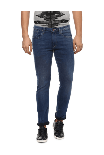 Allen Solly Blue Slim Fit Lightly Washed Jeans