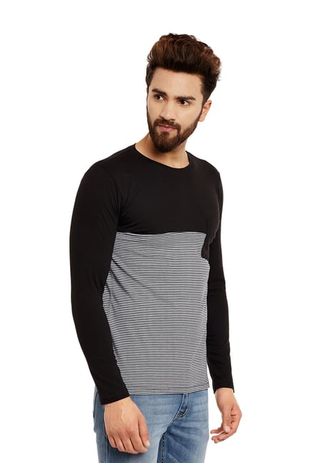 Buy Hypernation Black White Striped Regular Fit T Shirt For Men