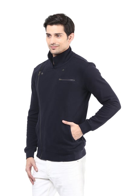 Buy Hypernation Navy Cotton Full Sleeves Jacket for Men Online Tata CLiQ