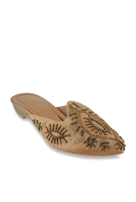 Mochi Women's Antique Gold Mule Shoes Price in India