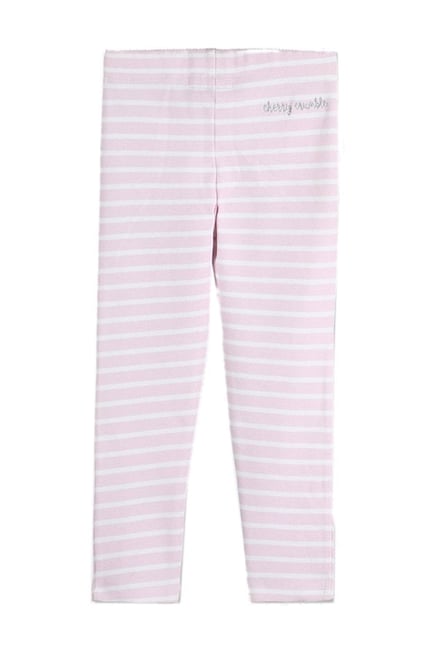 Cherry Crumble By Nitt Hyman Kids Pink & White Striped Leggings-picture-32