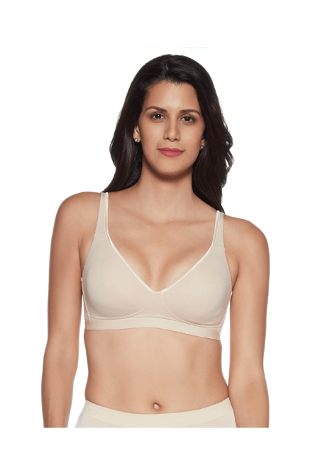 Wacoal Essentials Non-Padded Non-Wired 3/4Th Cup Cotton Solid Everyday Comfort Bra - Beige