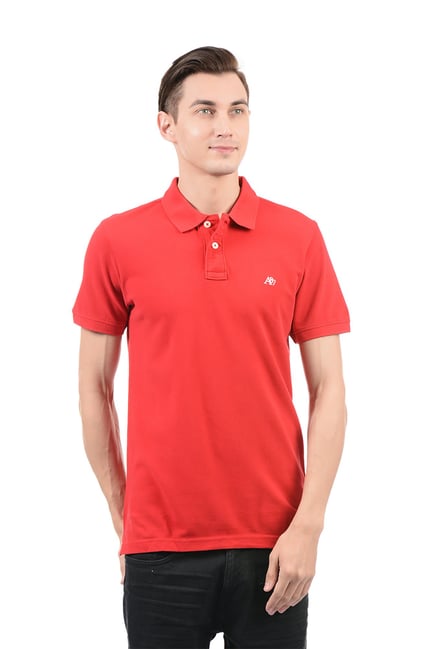 Buy Aeropostale Red Solid Cotton Polo T 