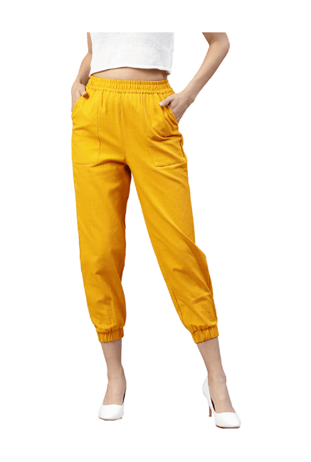 Buy Jaipur Kurti Yellow Cotton Joggers for Women Online Tata CLiQ