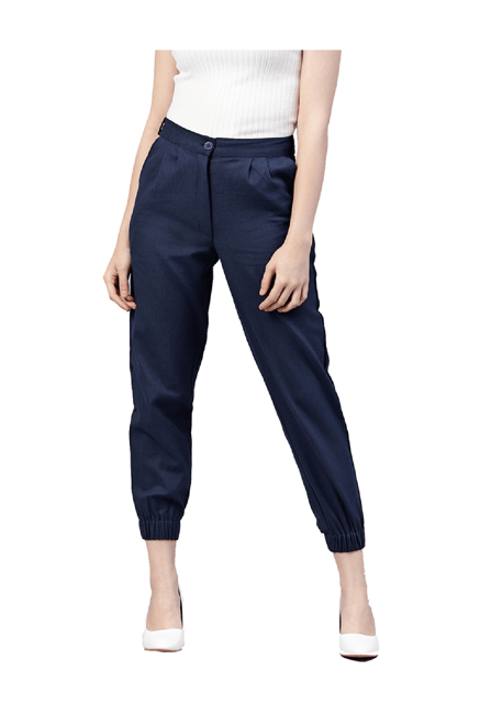 Buy Jaipur Kurti Navy Cotton Joggers for Women Online Tata CLiQ