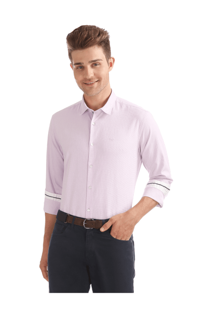 Flying Machine Purple Regular Fit Cotton Shirt