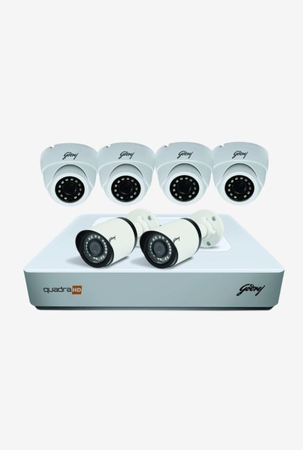 Godrej 1080P See Thru 8 Channel 4 Dome 2 Bullet Cameras HD Full CCTV Camera Kit White