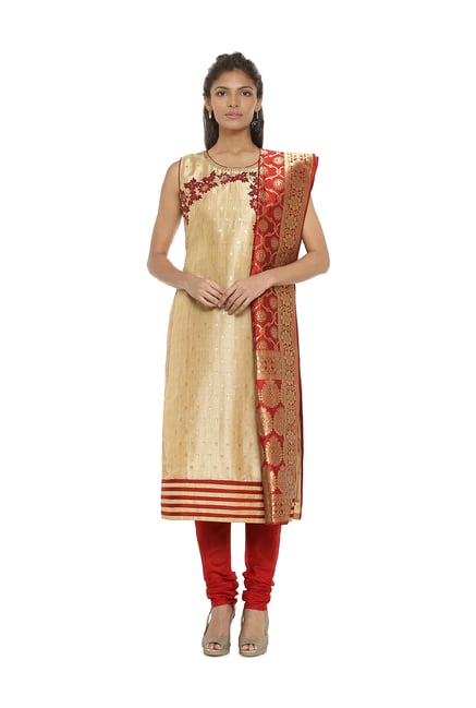 Soch Beige & Red Embroidered Salwar With Kurta