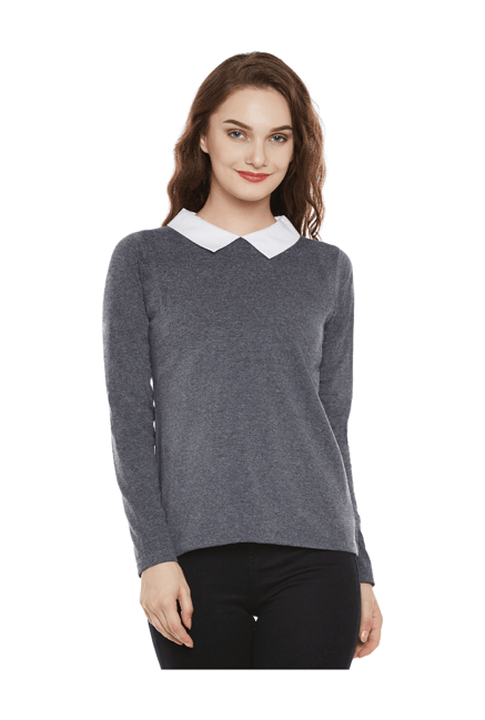 Miss Chase Grey Textured Cotton Top-picture-26