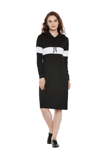 Miss Chase Black Loose Fit Knee Length Dress Price in India