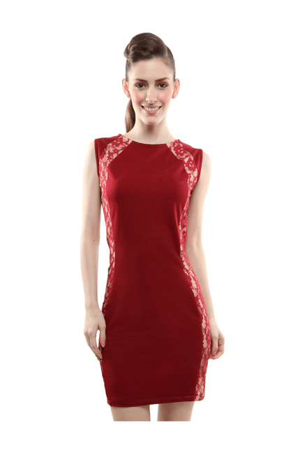 Buy Miss Chase Maroon Lace Above Knee Dress for Women Online @ Tata CLiQ